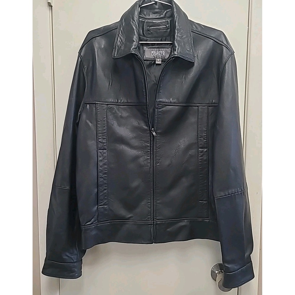 Vtg Wilson's  Leather Black  Bomber Collared Thinsulate Jacket Men's Size Small‎